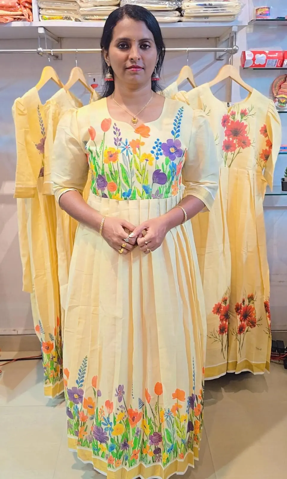 floral-print-onam-kurti-best-textile-shop-in-pathanamthitta